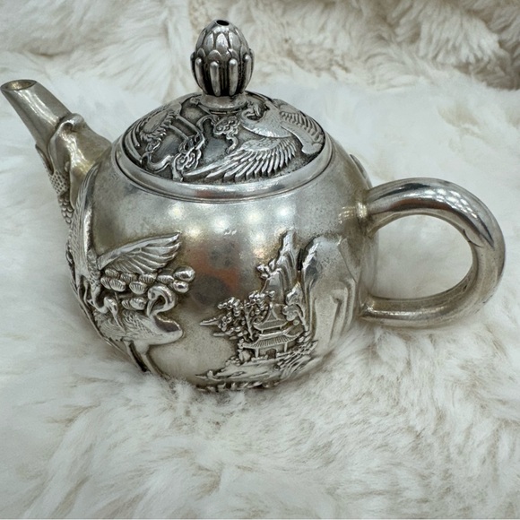 Intricately Designed Silver Vintage Teapot